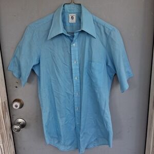 Vintage Manhattan Lean & Lively Light Blue Short Sleeve Button Down Shirt 15